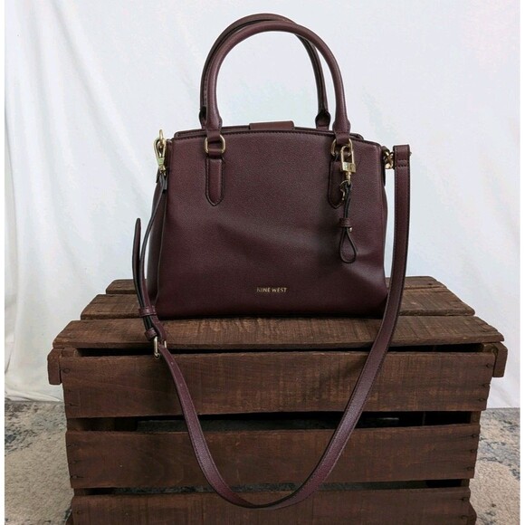 Nine West Handbags - Nine West Tansy Jet Set Satchel Shoulder Purse Crossbody Bag Merlot Maroon